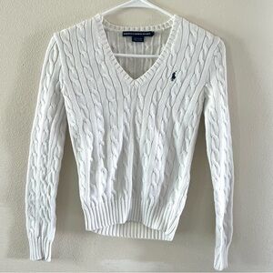 Ralph Lauren Sport white cable knit sweater, size small